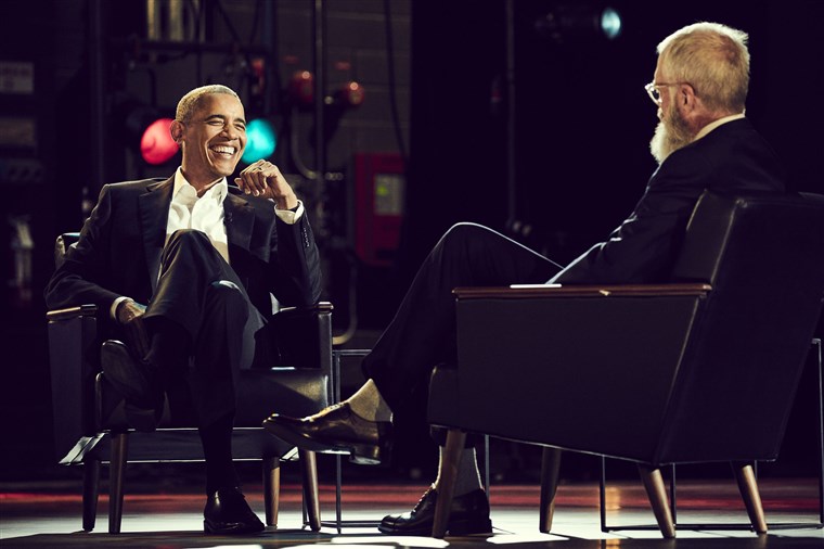 Image: Barack Obama and David Letterman